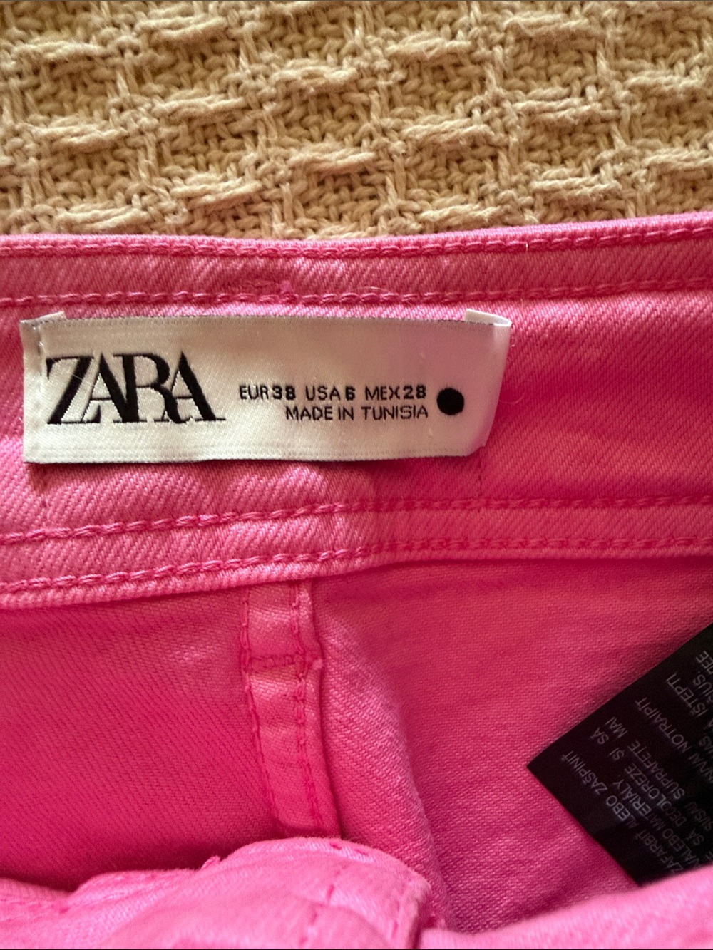 Zara High Rise Wide Leg Marine Jeans in Bright Pink - Picture 5 of 5